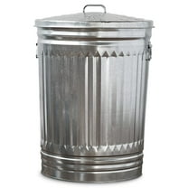 20 Gallon Galvanized Steel Trash Can with Lid, Silver, 17.5 inch*17.5 inch*23.5 inch$$Storage