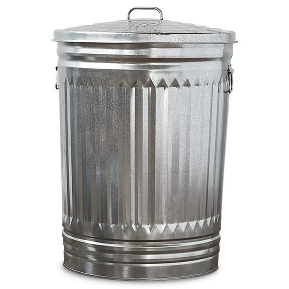20 Gallon Galvanized Steel Trash Can with Lid, Silver, 17.5 inch*17.5 inch*23.5 inch$$Storage