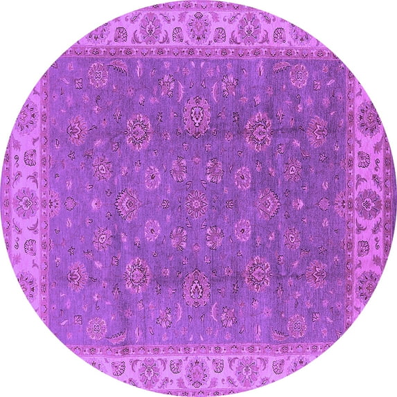 Ahgly Company Indoor Round Oriental Purple Traditional Area Rugs, 5' Round