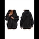 thumbnail image 3 of Sudadera con Capucha Informal de Larga con Cremallera y Bolsillos para Mujer, Talla Grande Negro M, 3 of 7