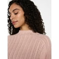 thumbnail image 5 of Time and Tru Women's Pointelle Mock Neck Sweater with Long Sleeves, Lightweight, Sizes, XS-XXXL, 5 of 6