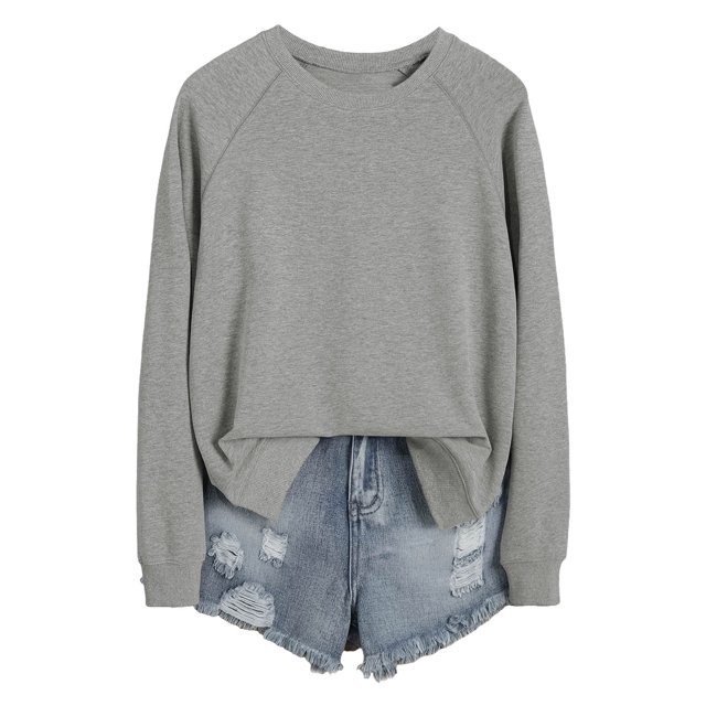HNMKIU Chemises pour Femmes Chandail en Molleton pour Femmes Hauts Décontractés Raglan Manches Longues Col Rond Chandail Chandail en Molleton Décontracté Couleur Unie Hauts