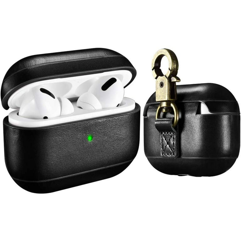  Nereides Compatible with AirPods Pro Case, Protective Leather  Cover with Keychain, High-end Fashion Design Skin with Bling Rivets for Men  Women, Supports Wireless Charging, Front LED Light Visible : Electronics