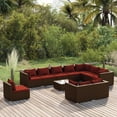 thumbnail image 1 of vidaXL 11 Piece Garden Lounge Set with Cushions Poly Rattan Brown, 1 of 5