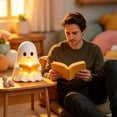 thumbnail image 4 of Cute Reading Ghost Figurine Night Light, Resin Spooky Ghost Statue Holding Book, Halloween Tabletop Ornament for Desk Shelf Mantel Home Party Decor, 4 of 6