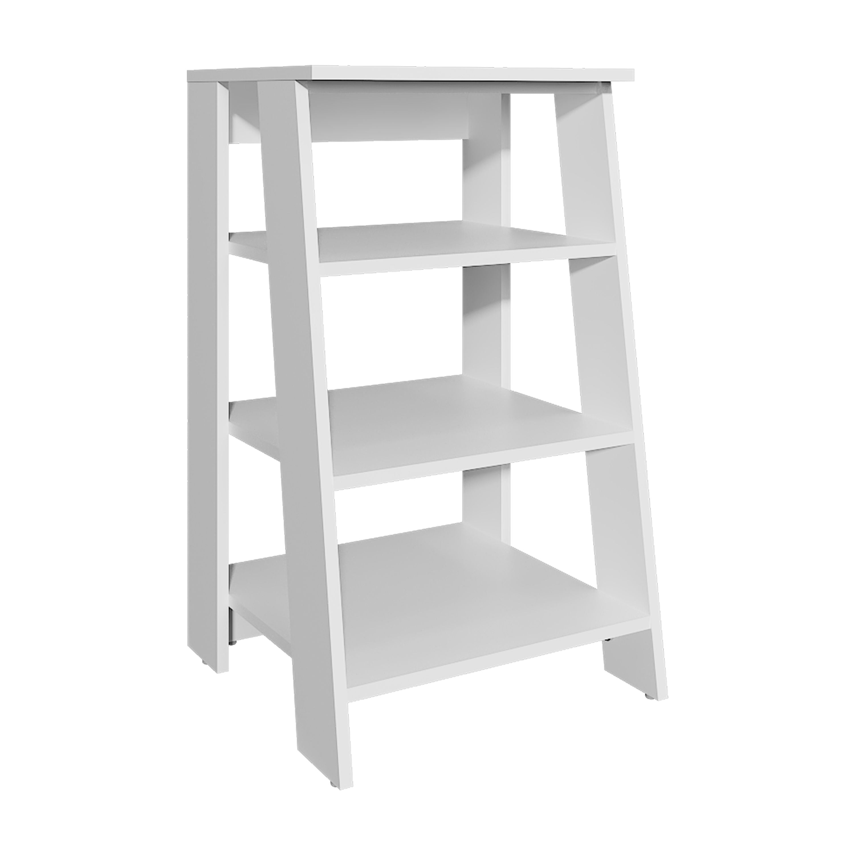 30" High 4-Tier Ladder Shelf Organizer for Bathroom, Side Table, Living Room, White