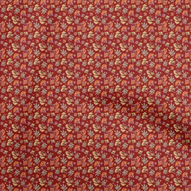 oneOone Polyester Lycra Red Fabric Asian Japanese Floral Sewing Craft Projects Fabric Prints By Yard 56 Inch Wide
