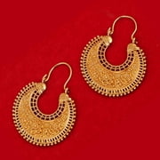 Sunsoul By Touchstone Indian Handcrafted Mesh Work Floral Moon Jewelry Gold Tone Earrings For Women.
