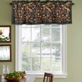 thumbnail image 3 of 2 Pack Valances for Window, Boho Black Flowers Short Curtains for Kitchen Bedroom Living Room, Spring Abstract Watercolor Floral Leaf Rod Pocket Small Window Treatment Valance Drapes 42 x 18 Inch, 3 of 8