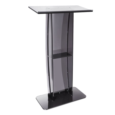 Acrylic Podium 47 Clear Floor Standing Pulpit with Shelf Church School Office Presentation Stand Black Trim