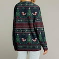 thumbnail image 4 of WTOBBY Women's Christmas Themed Knit Top with Long Sleeve, V-Neck Print, and Button Cardigan for Casual Wear,Dark Green XL, 4 of 6