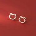 thumbnail image 4 of K-KED 925 Sterling Solid Silver Crystal Hollow Tiger Animal Stud Earrings-Gold, 4 of 6