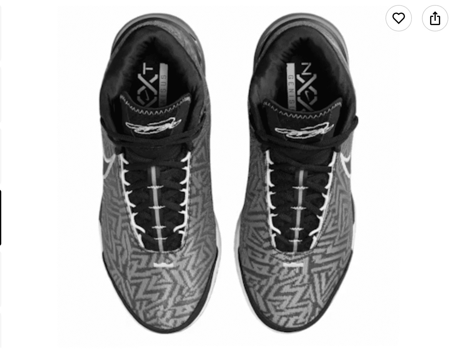 Lebron NXXT Genisus Basketball Shoes (HF0712-004, Black/White/Smoke Grey/Light Smoke Grey) Size 10