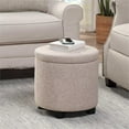 thumbnail image 3 of Pemberly Row Round Accent Storage Ottoman with Reversible Tray Lid in Tan Fabric, 3 of 6