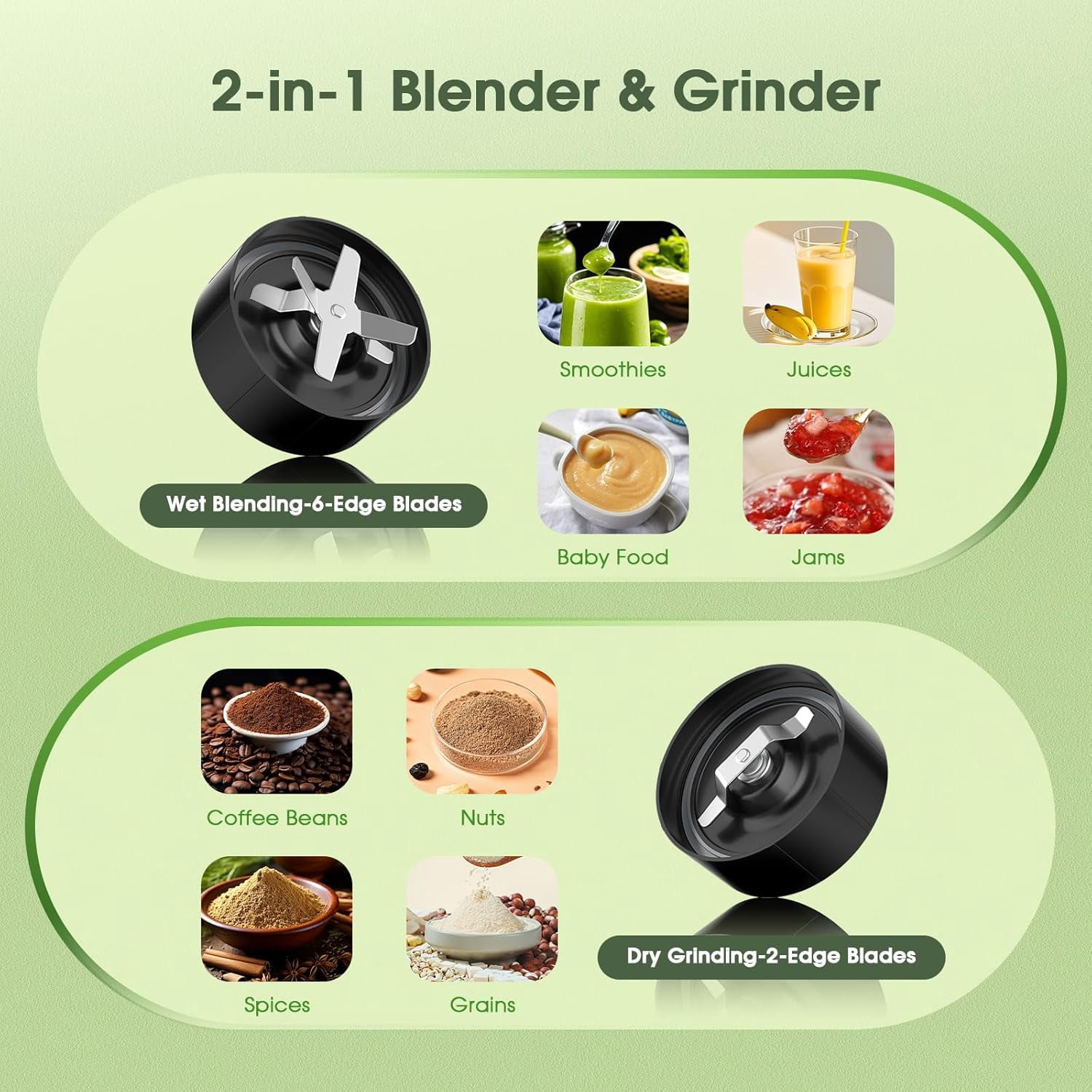 High-Speed Smoothie Blender 25000 RPM with 3 Cups and Dual Blades for Kitchen