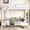 White, variant on Queen Bunk Bed with Storage and Bookshelf, Wood Bunk Bed with Ladder and Guardrails, Detachable to Two Beds, Brown