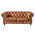thumbnail image 4 of Crafters and Weavers Craftsman Mission Leather Loveseat in Light Chestnut, 4 of 7