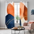 thumbnail image 5 of Navy Blue Burnt Orange Kitchen Curtains 84 Inch Length, Modern Retro Geometric Grommet Top Bedroom Living Room Curtains, Light Filtering Cafe Curtain Drapes 2 Panels Set 84''x84'', 5 of 9