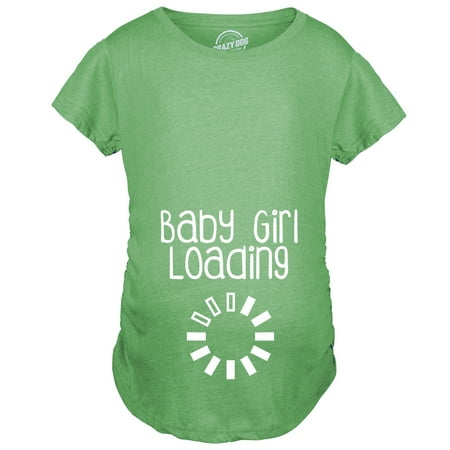 

Maternity Baby Girl Loading T shirt Funny Pregnancy Announcement Reveal Cool Tee (Green) - XL