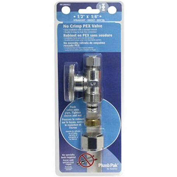 Plumb Pak PP2889EZ 0.63 x 0.25 in. No Crimp Pex Straight Valve, Chrome