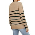 thumbnail image 4 of Hibeli Women Striped Colorblock Button V Neck Long Sleeve Knit Sweater, 4 of 4
