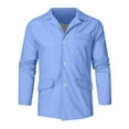 thumbnail image 3 of PBNBP Linen Shirts for Men 2023,Men's Casual Linen Blazer Big and Tall Button Up Lightweight Jackets Shirts Relaxed Fit Lapel Collar Sports Coats, 3 of 3