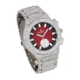 thumbnail image 4 of Charles Raymond Big Bling Watch Inspired by Hip Hop - Men's Iced Out Timepiece- Diamond Rhinestones on Blast - ST10311 MB SLV Red, 4 of 4