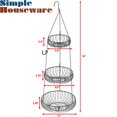 thumbnail image 2 of Simple Houseware 3-Tie Hanging Fruit Basket, Oblate, Black, 2 of 8
