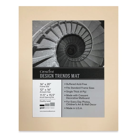 Crescent Pre-Cut Mat - Antique Buff, 16" x 20" (11-1/2" x 15-1/2" Opening)