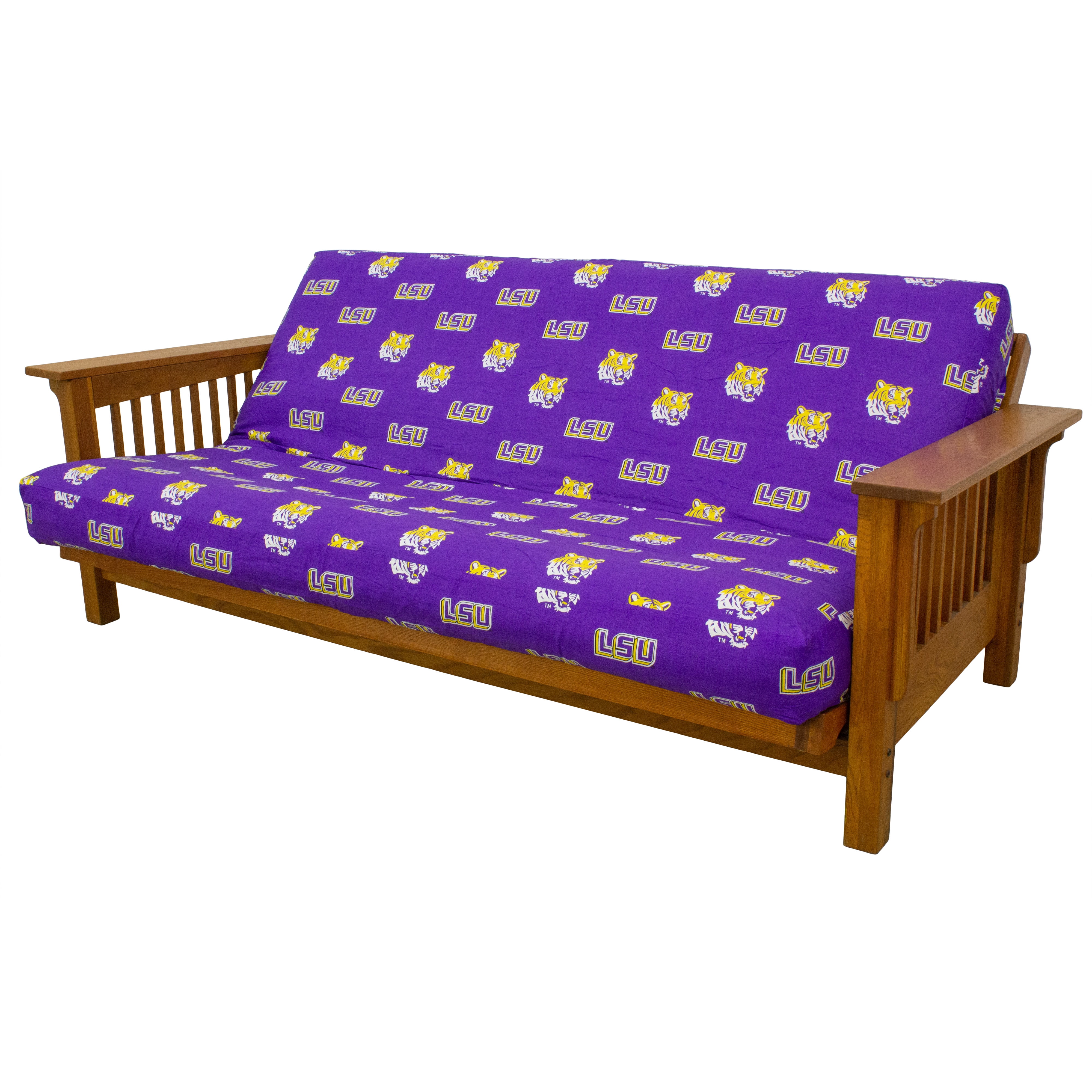 LSU Tigers Futon Cover - Full size fits 6 and 8 inch mats