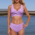 thumbnail image 4 of YuYuBao Women Swimsuits Bikinis Two Piece Retro Ruched Push Up Padded Top High Waist Bottom Bikini Beach Bathing Suits, 4 of 6