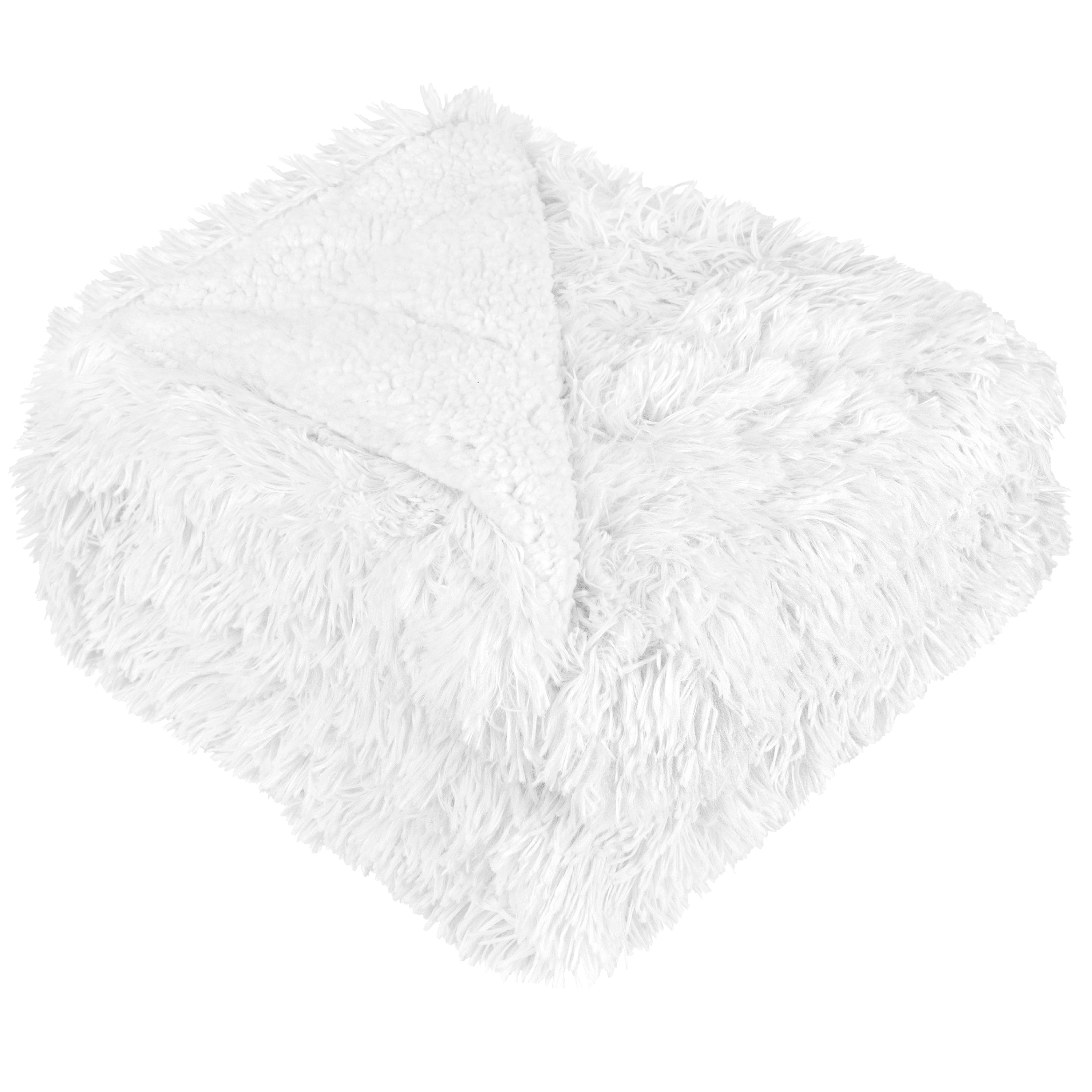 PAVILIA Soft Fluffy Faux Fur Throw Blanket, White, Shaggy Furry Warm