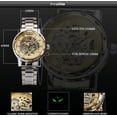 VIGOROSO Mechanical Watches Mens Transparent Skeleton Hand Wind Up