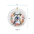thumbnail image 5 of Customized Penguin Christmas Ornaments - Fun Floral Ornament, Perfect Gifts for Baby Boy, Girl or Daughter - Ornament Name Option, Circle Christmas Ornament, 5 of 5