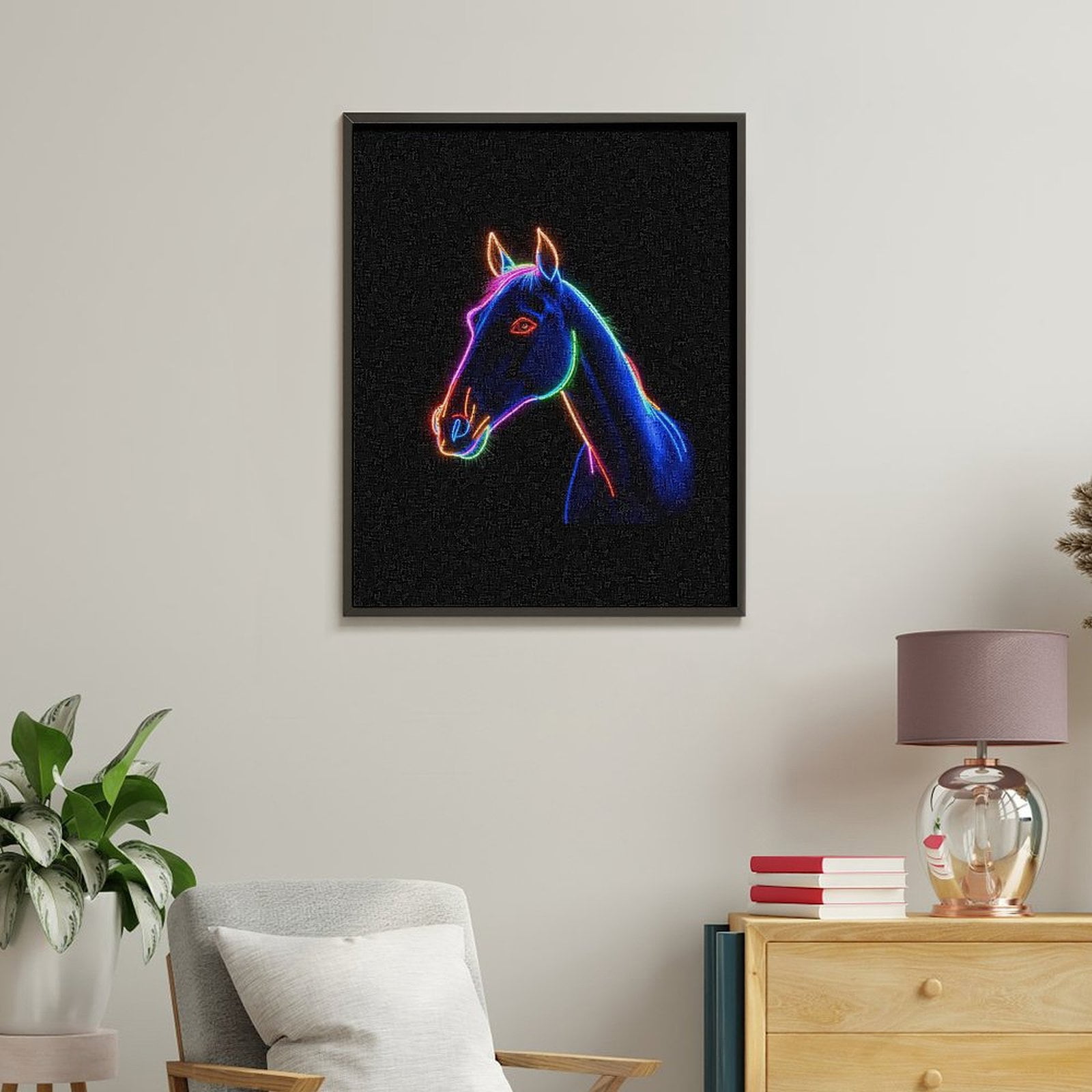 Paint By Numbers Kit for Adults Beginner - DIY Neon Horse Art Vibrant Colors Canvas Painting Kits for Adults, Frameless Paint By Number for Adults for Home Wall Decor 16x20 Inch