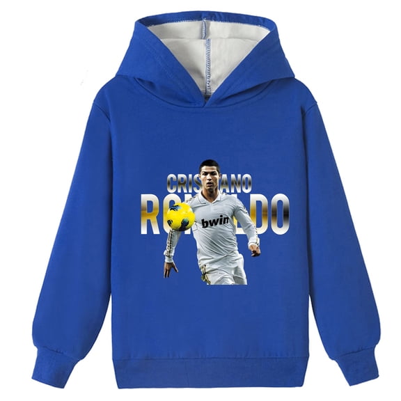 Boys Girls Cristiano Ronaldo Style Brushed Hooded Tops - Warm, Soft and Fashionable for Winter