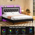 thumbnail image 5 of 4 EVER WINNER King Bed Frame with Storage Headboard, Faux Leather Bed Frame with Diamond Tufted Headboard and LED Lights,Wooden Slats Support, Noise Free, No Box Spring Needed, Easy Assembly, Black, 5 of 6