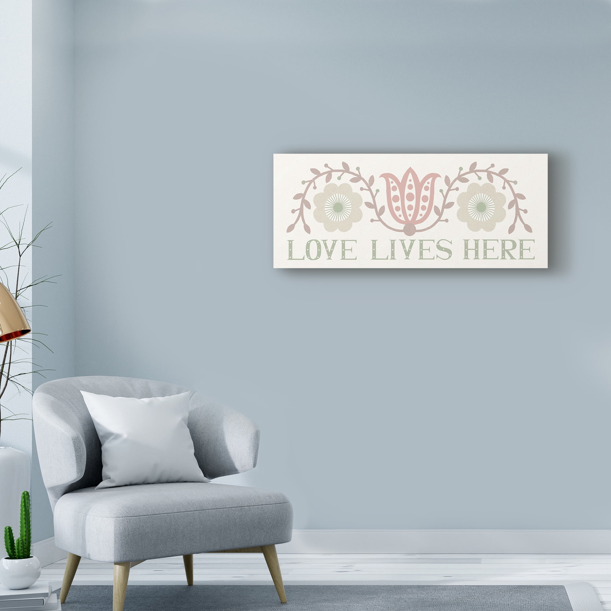 Trademark Fine Art 'Folk Lodge Love Lives Here Hygge' Canvas Art by Michael Mullan