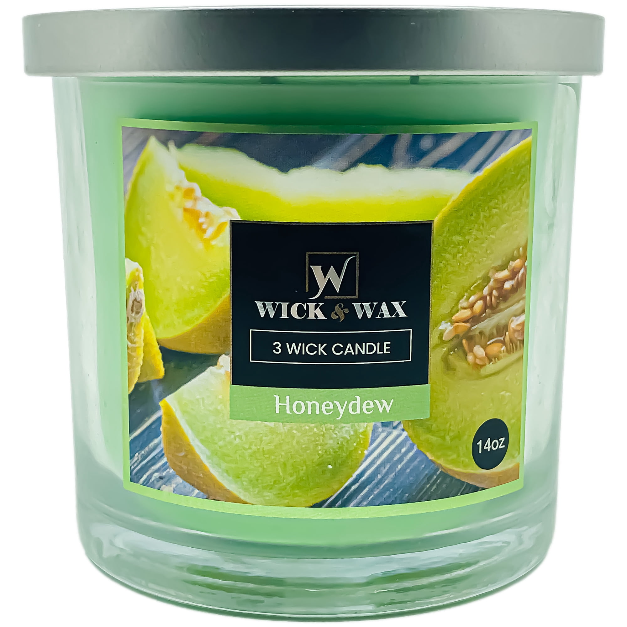VeZee's 3 Wick 14 oz Honeydew Scented Jar Candles by Wick & Wax, Lift your spirits with the refreshing, pleasant fragrance:2 Jars