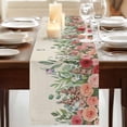 thumbnail image 3 of Table Runners 70 Inches Long Dress Scarves, Watercolor Roses Farmhouse Coffee/Dining/Kitchen Table Decor, Holiday Table Runner, Spring Flowers Leaves Butterflies Beige 13x70 Inch, 3 of 9