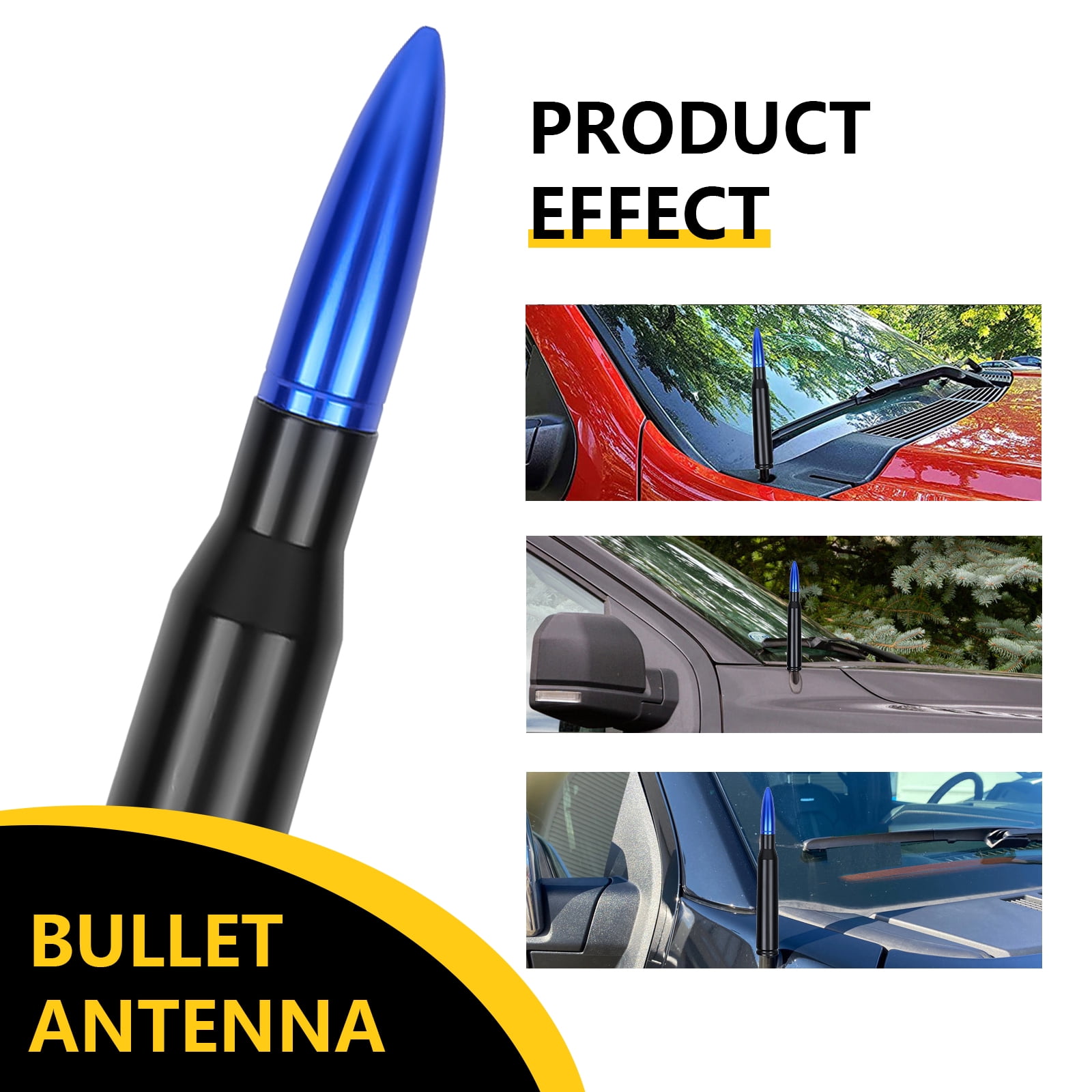 5.3-Inch Aluminum Bullet Antenna,Suitable for Chevrolet Silverado,Ford,Jeep Cfically for Optimizing FM/AM Reception(Blue&Black)