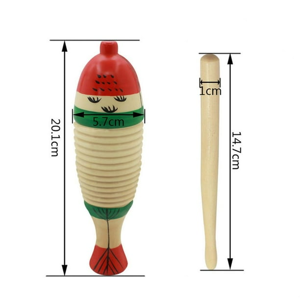 Colorido En Forma De Pez De Percusión Guiro De Madera, Instrumento De Juguete Musical Para Niños, Regalo De Cumpleaños Y Navidad Kearding OD008711-00