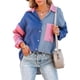 thumbnail image 2 of Txlixc Blusa de mujer Contraste Color Costura Manga larga Solapa Cierre de botón Suelta Versátil Camisa casual Tops Txlixc  Moda, 2 of 9