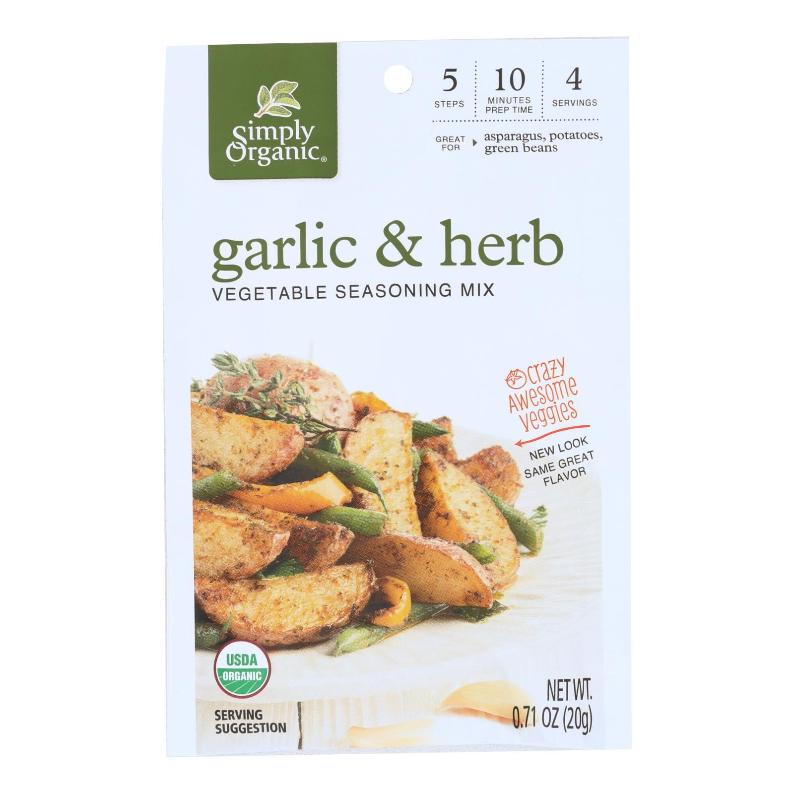 (12 Pack) Simply Organic Garlic & Herb Vegetable Seasoning Mix, 0.71 Oz