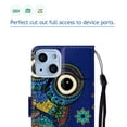thumbnail image 5 of iPhone 13 Mini Case with Card Holder/Detachable Hand Strap, Allytech Kickstand Folio Flip Wallet Credit Card Slots Magnetic Snap PU Leather Protective Case for iPhone 13 Mini 5.4" 2021, Strange Owl, 5 of 5