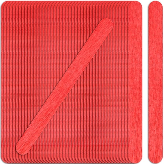 Jumbo Craft Sticks Natural Rustic Wood Red Popsicle Stick for Waxing DIY Wood Crafts Hair Removal Waxing Supplies Paint Stirrer Art Projects and Ice Pop Sticks 50Pcs/Box Wooden Craft Sticks