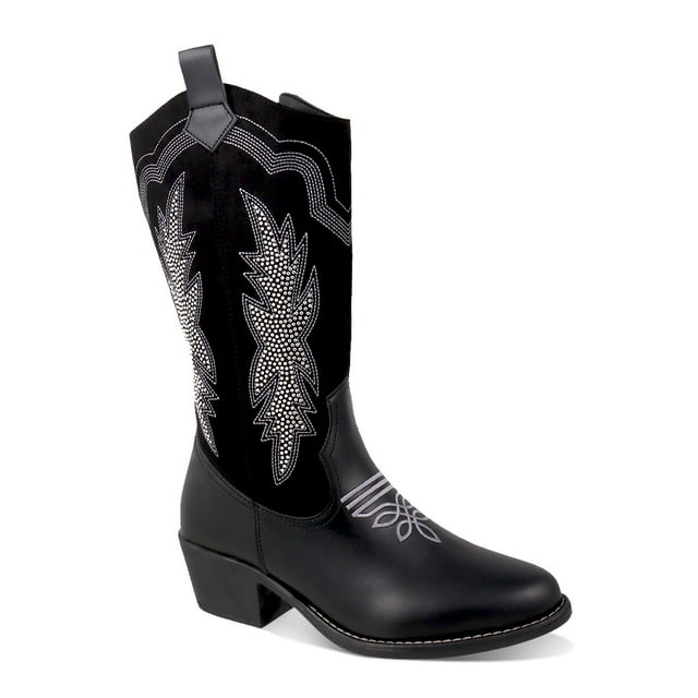 Bota Vaquera para Dama Dominiq Mod. 21151 Bordado y Estoperoles