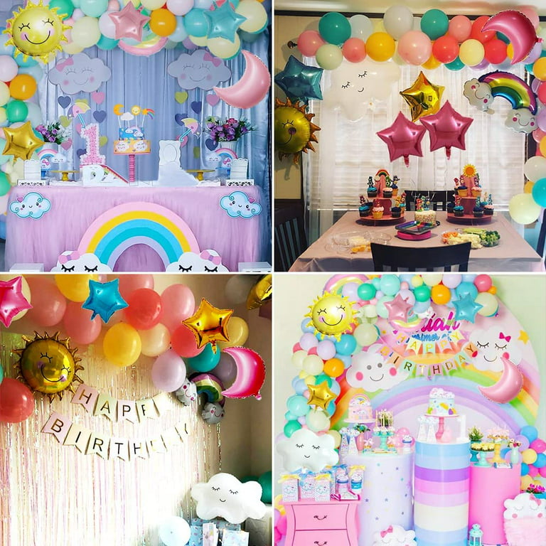 Rainbow Cloud Pastel Party Backdrop, Party Decorations, Birthday Party  Decorations, Cloud Balloon Rainbow Streamer Backdrop