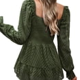 thumbnail image 2 of EFINNY Womens Jacquard Long Sleeve Casual Shirt Square Collar Blouse, 2 of 8