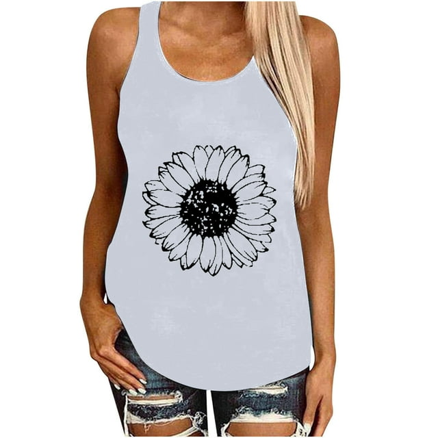 Cameland Débardeur à Imprimé Amusant pour Femme, Coupe Ajustée, Col Rond, Sans Manches, Tunique, T-Shirt, Hauts